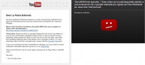 Notificación de Youtube a la cuenta de La Patria Editorial